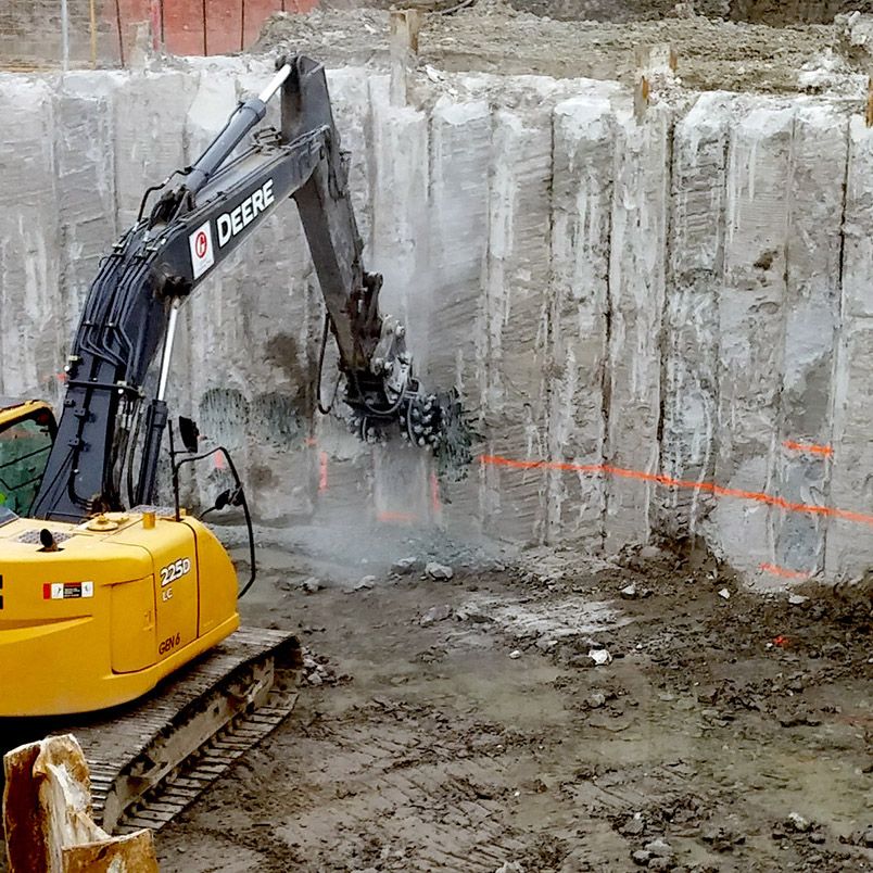 Rockwheel Secant Wall scaling Application